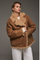 Brown suede sheepskin coat made of natural sheepskin