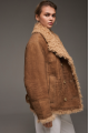 Brown suede sheepskin coat made of natural sheepskin