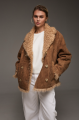 Brown suede sheepskin coat made of natural sheepskin