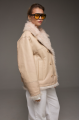 Beige sheepskin coat made of natural sheepskin