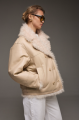 Beige sheepskin coat made of natural sheepskin