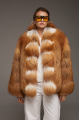 Stylish women's red fox fur coat