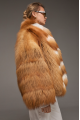 Stylish women's red fox fur coat