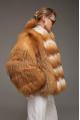 Stylish women's red fox fur coat