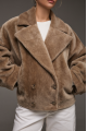 Reversible short sheepskin bomber jacket in beige