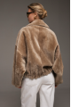 Reversible short sheepskin bomber jacket in beige