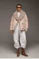 Stylish beige suede sheepskin coat