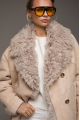 Stylish beige suede sheepskin coat