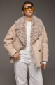 Stylish beige suede sheepskin coat
