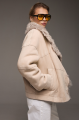 Stylish beige suede sheepskin coat