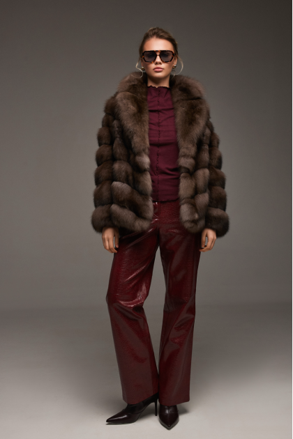 Women's chocolate marten fur coat