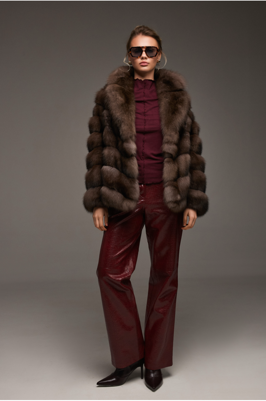 Women's chocolate marten fur coat