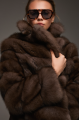 Women's chocolate marten fur coat