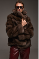 Women's chocolate marten fur coat
