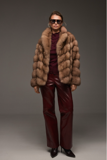 Women's brown marten fur coat