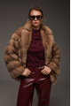 Women's brown marten fur coat