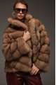 Women's brown marten fur coat