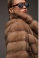 Women's brown marten fur coat