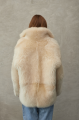 Women's two-way double-breasted jacket made of natural cashmere lamb beige color