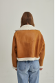 Women's short brown sheepskin coat made of natural sheepskin in VINTAGE style