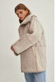 Women's sheepskin coat of beige color made of natural sheepskin