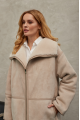 Women's sheepskin coat of beige color made of natural sheepskin