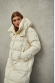 Women's milk-colored down jacket with natural filler