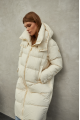 Women's milk-colored down jacket with natural filler