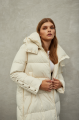 Women's milk-colored down jacket with natural filler