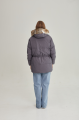 Women's gray down jacket with hare fur trim