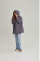 Women's gray down jacket with hare fur trim