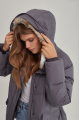 Women's gray down jacket with hare fur trim