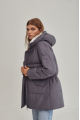 Women's gray down jacket with hare fur trim