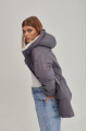 Women's gray down jacket with hare fur trim