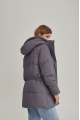 Women's gray down jacket with hare fur trim