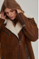 Women's sheepskin coat in a vintage style, made of natural sheepskin in the color of whiskey