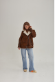 Women's sheepskin coat in a vintage style, made of natural sheepskin in the color of whiskey