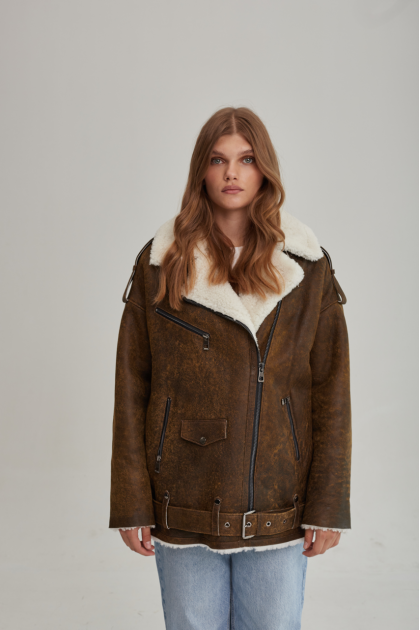 Brown vintage sheepskin coat