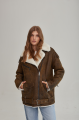 Vintage sheepskin coat of brown color from natural sheepskin