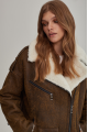 Vintage sheepskin coat of brown color from natural sheepskin