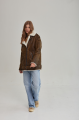 Vintage sheepskin coat of brown color from natural sheepskin