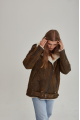 Vintage sheepskin coat of brown color from natural sheepskin