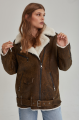 Vintage sheepskin coat of brown color from natural sheepskin