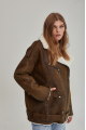 Vintage sheepskin coat of brown color from natural sheepskin