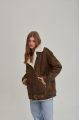 Vintage sheepskin coat of brown color from natural sheepskin