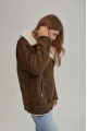 Vintage sheepskin coat of brown color from natural sheepskin