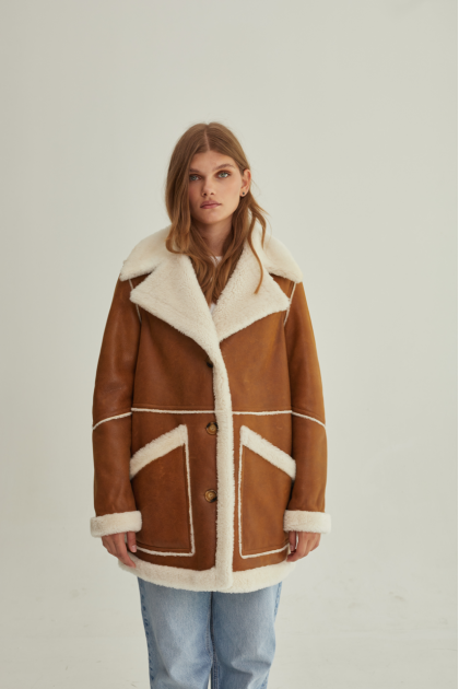 A vintage-style sheepskin coat