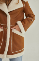 Stylish women's sheepskin coat in red VINTAGE style made of natural sheepskin