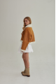 Women's short brown sheepskin coat made of natural sheepskin in VINTAGE style