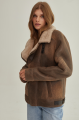 Vintage women's sheepskin coat made of brown natural sheepskin